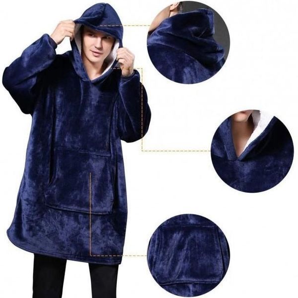 Плед толстовка с капюшоном и рукавами Huggle Hoodie оверсайз. Цвет: синий 00016278 фото