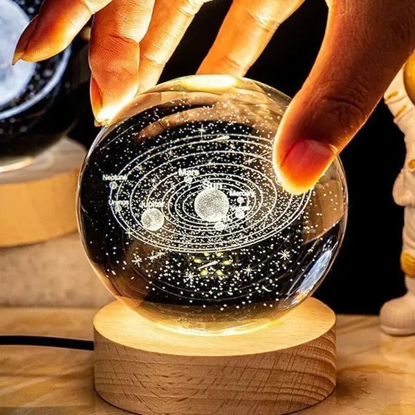 Светодиодный хрустальный шар, декоративный универсальный 3D ночник, хрустальный шар "Планета" 00023643 фото