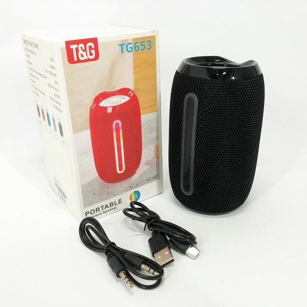 Портативна Bluetooth-колонка TG653 USB з ремінцем, акумуляторна колонка для музики. Колір: чорний 00017231 фото
