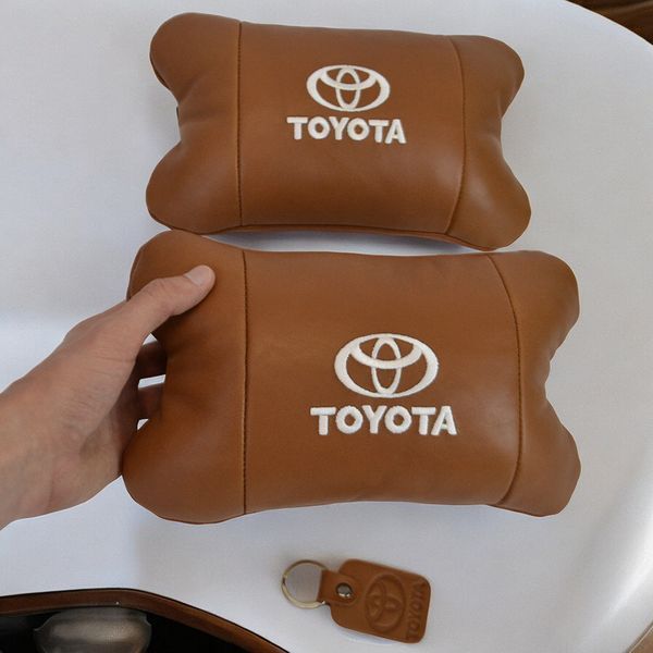 Набір шкіряних подушок 2шт на підголівник Toyota. Комфортні ортопедичні подушки,Тойота 00016733 фото