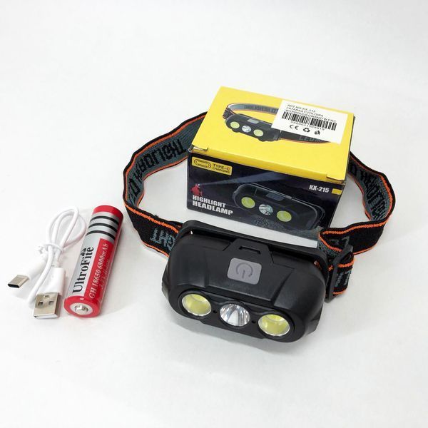 Фонарь налобный аккумуляторный KX-215-LED-2COB, Налобный светодиодный фонарь для ночных прогулок 00023007 фото