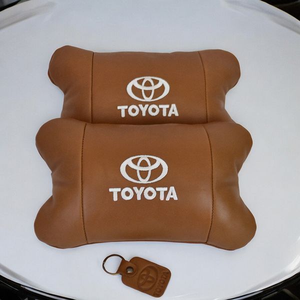 Набір шкіряних подушок 2шт на підголівник Toyota. Комфортні ортопедичні подушки,Тойота 00016733 фото