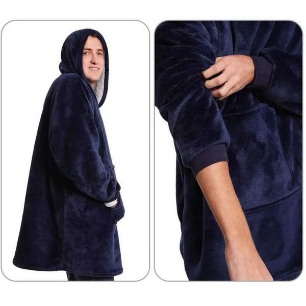 Плед толстовка с капюшоном и рукавами Huggle Hoodie оверсайз. Цвет: синий 00016278 фото