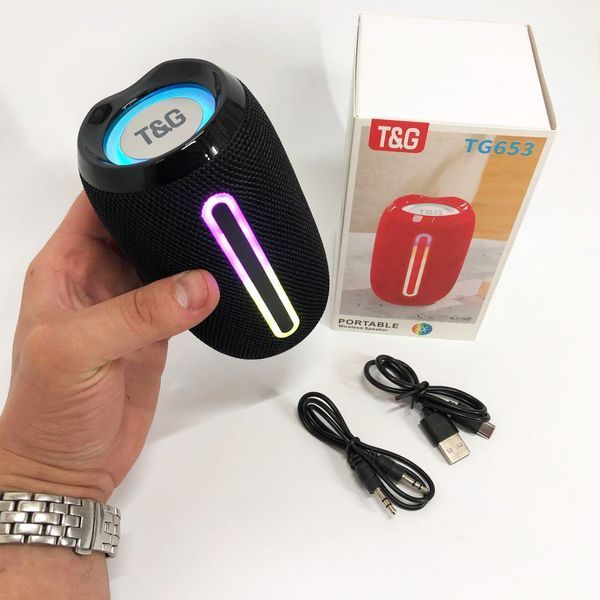 Портативна Bluetooth-колонка TG653 USB з ремінцем, акумуляторна колонка для музики. Колір: чорний 00017231 фото