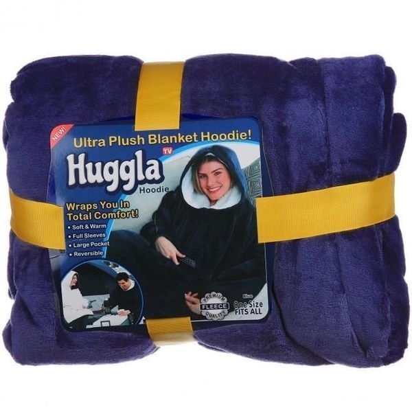 Плед толстовка с капюшоном и рукавами Huggle Hoodie оверсайз. Цвет: синий 00016278 фото