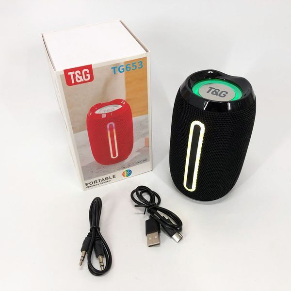 Портативна Bluetooth-колонка TG653 USB з ремінцем, акумуляторна колонка для музики. Колір: чорний 00017231 фото