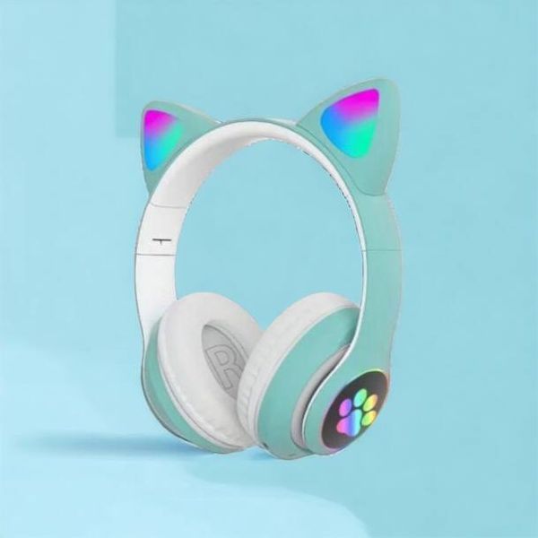 Бездротові навушники LED з котячими вушками CAT STN-28. Колір: зелений 00023854 фото