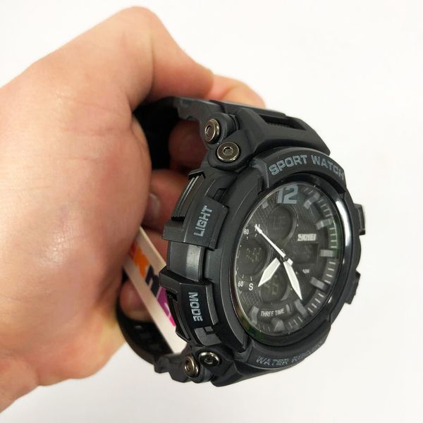 Часы наручные мужские SKMEI 1343BK BLACK, часы тактические противоударные. Цвет: черный 00022034 фото