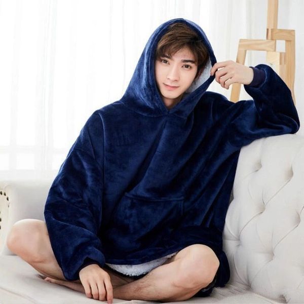 Плед толстовка с капюшоном и рукавами Huggle Hoodie оверсайз. Цвет: синий 00016278 фото