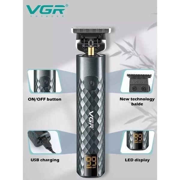 Триммер для стрижки волос, усов, бороды VGR V-077 с USB зарядкой, корпус металл, триммер беспроводной 00015488 фото