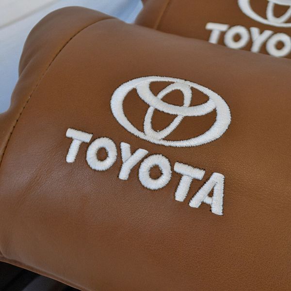 Набір шкіряних подушок 2шт на підголівник Toyota. Комфортні ортопедичні подушки,Тойота 00016733 фото