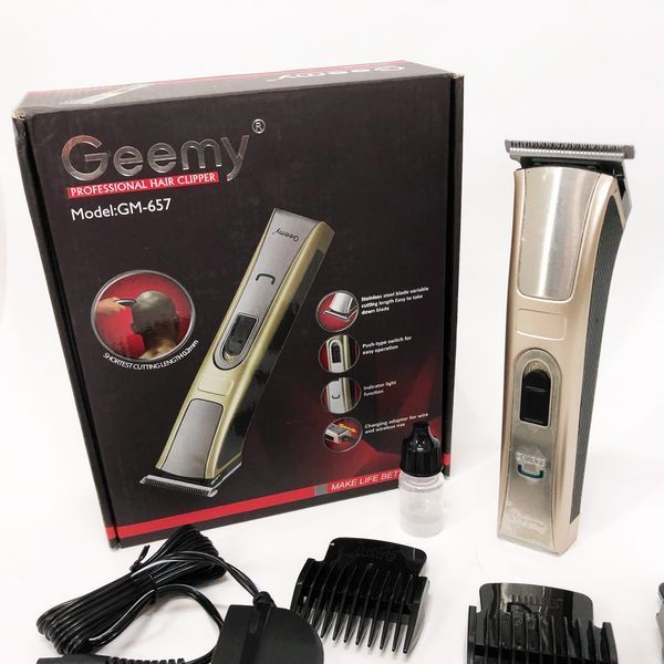 Машинка для стрижки Gemei GM-657 бездротова з комплектом насадок, Перукарські машинки 00014519 фото