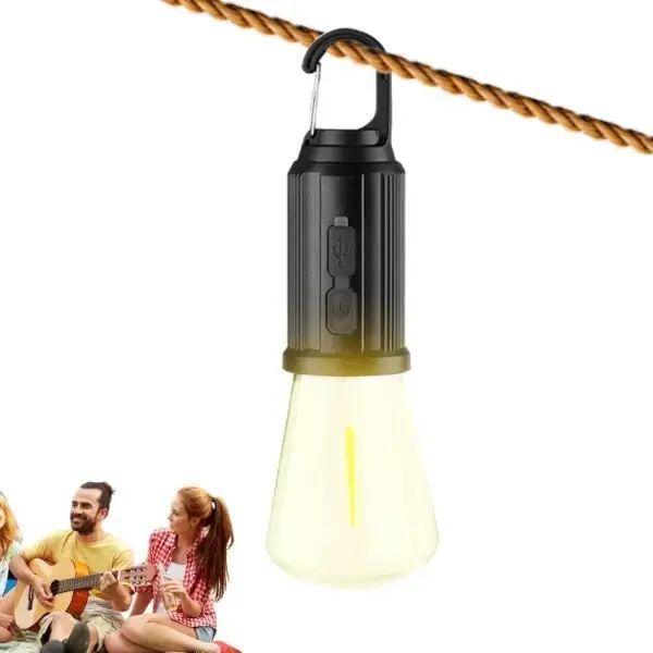 Лампочка з акумулятором + карабін, від USB, BL HK-169C / Підвісна LED лампочка / Ліхтар для кемпінгу 00023675 фото