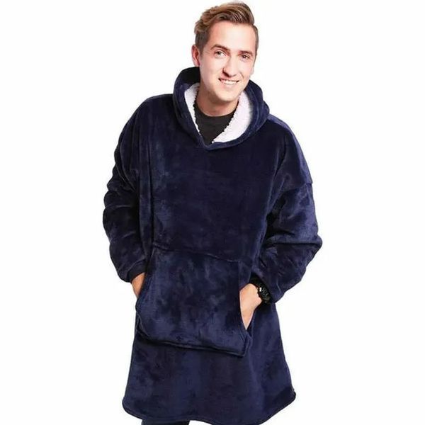 Плед толстовка с капюшоном и рукавами Huggle Hoodie оверсайз. Цвет: синий 00016278 фото