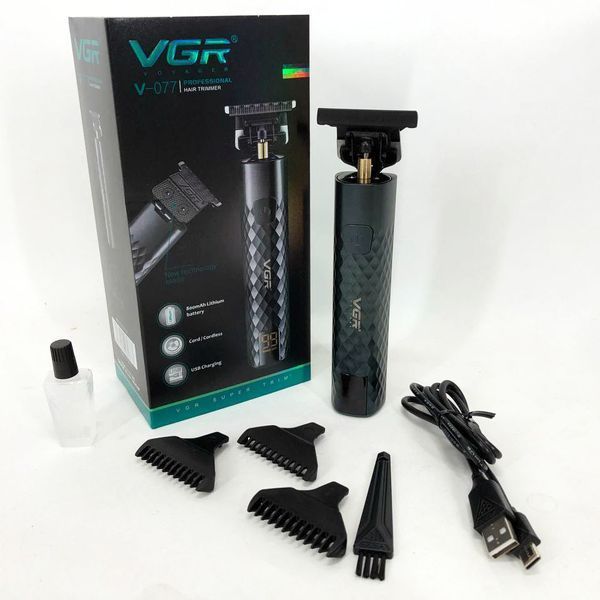 Триммер для стрижки волос, усов, бороды VGR V-077 с USB зарядкой, корпус металл, триммер беспроводной 00015488 фото