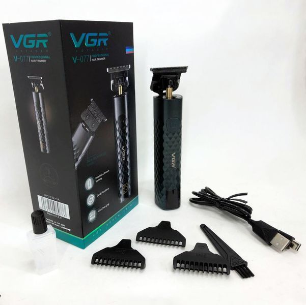 Триммер для стрижки волос, усов, бороды VGR V-077 с USB зарядкой, корпус металл, триммер беспроводной 00015488 фото