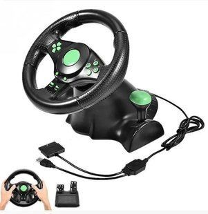 Руль игровой с педалями Vibrating Wheel PS3 PC USB 00017531 фото
