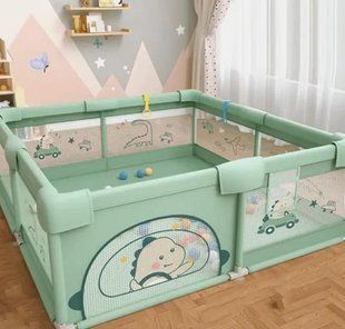 Манеж детский большой игровой 150х200 см, &laquo;Динозавр&raquo; с дышащей сеткой, детский игровой манеж из прочной ткани с бортиками 00016614 фото