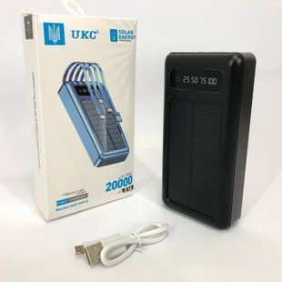 Портативное зарядное устройство на 20000mAh, Power Bank на солнечной батарее, для планшета. Цвет: черный 00017691 фото