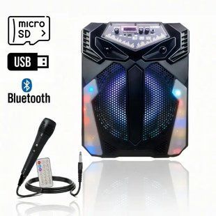 Портативна колонка валіза Kimiso QS-1214 12 inch з мікрофоном та світломузикою, 900 Вт 00017835 фото