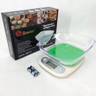 Ваги кухонні DOMOTEC MS-125 Plastic, точні кухонні ваги, ваги для зважування продуктів. Колір: зелений 00020271 фото