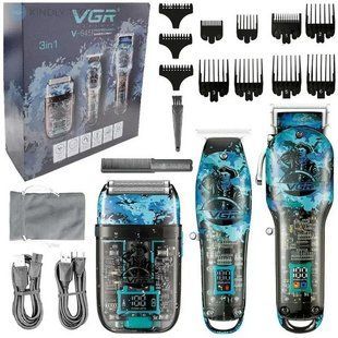 Профессиональный Набор 3в1 Professional Set VGR V-645 триммер, машинка для стрижки волос и электробритва 00014782 фото
