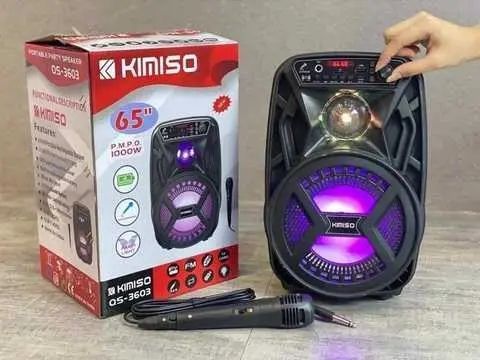 Акумуляторна бездротова Bluetooth колонка Kimiso QS-3603 (6.5") з мікрофоном та підсвічуванням 00018038 фото