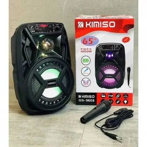 Акумуляторна бездротова Bluetooth колонка Kimiso QS-3603 (6.5") з мікрофоном та підсвічуванням 00018038 фото