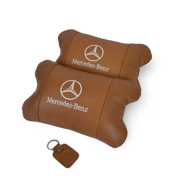 Комплект 2шт для підголівника Mercedes-Benz, виготовлених з натуральної коричневої шкіри. Комфорт в авто 00016734 фото