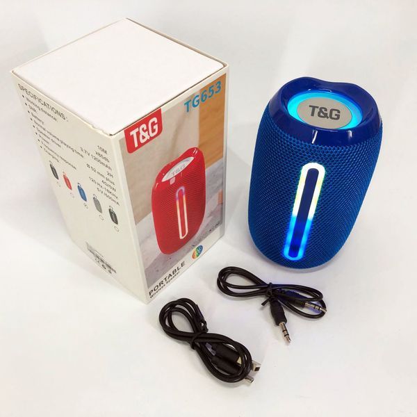 Портативна Bluetooth-колонка TG653 USB з ремінцем, Бездротова колонка портативна потужна. Колір: синій 00017232 фото