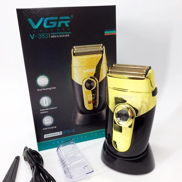 Профессиональная электробритва VGR V-383 Finale Shaver с подставкой, машинка мужская для бритья 00015313 фото