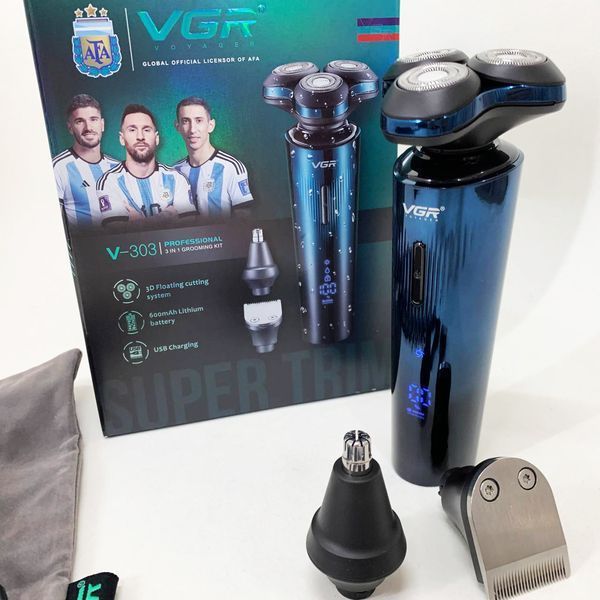 Многофункциональная профессиональная электробритва VGR 3 в 1 V-303: бритва, триммер и стрижка 00014491 фото
