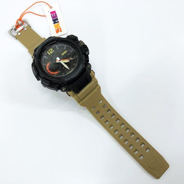 Часы наручные мужские SKMEI 1343KH KHAKI, водостойкие тактические часы. Цвет: хаки 00022035 фото