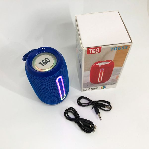 Портативна Bluetooth-колонка TG653 USB з ремінцем, Бездротова колонка портативна потужна. Колір: синій 00017232 фото