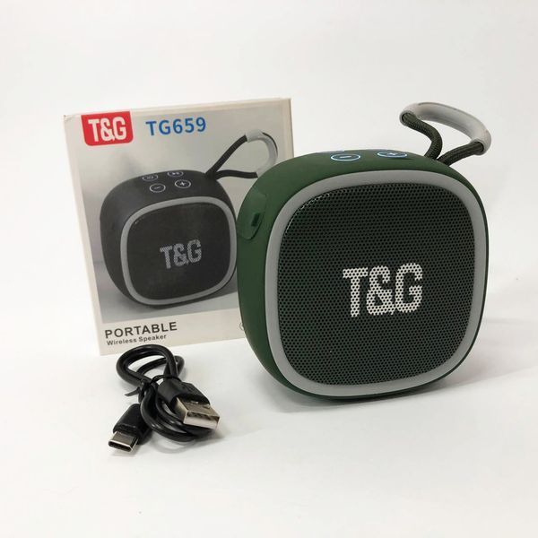 Портативна Bluetooth-колонка TG659 з ремінцем, Бездротова колонка портативна потужна. Колір: зелений 00017631 фото