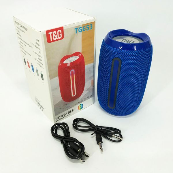 Портативна Bluetooth-колонка TG653 USB з ремінцем, Бездротова колонка портативна потужна. Колір: синій 00017232 фото