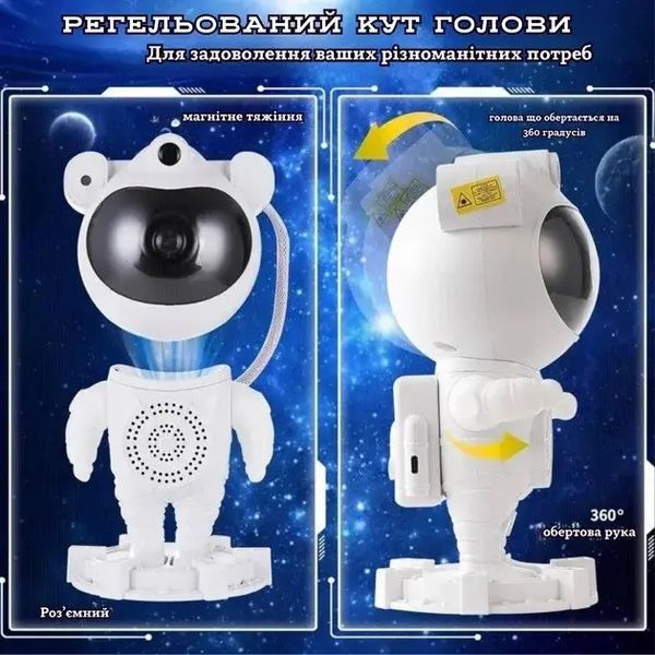 Ночник проектор зоряного неба Астронавт із Bluetooth колонкою Sky Star Astronaut Bambi ZZ-202 00022155 фото