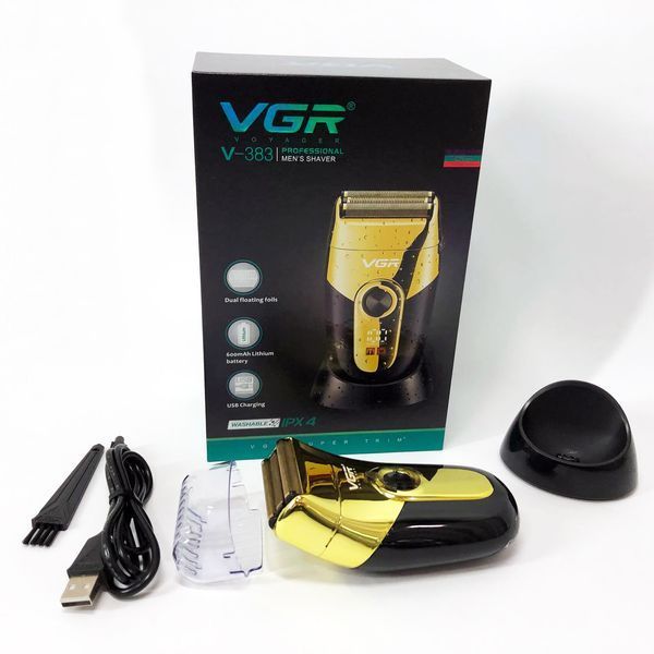 Профессиональная электробритва VGR V-383 Finale Shaver с подставкой, машинка мужская для бритья 00015313 фото
