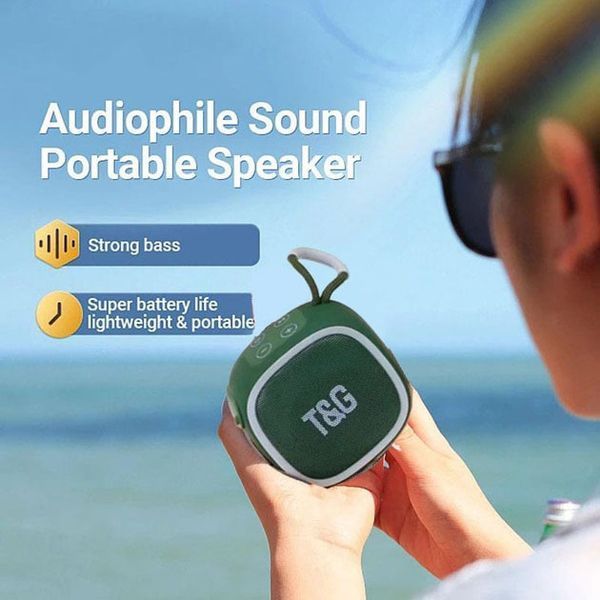 Портативна Bluetooth-колонка TG659 з ремінцем, Бездротова колонка портативна потужна. Колір: зелений 00017631 фото