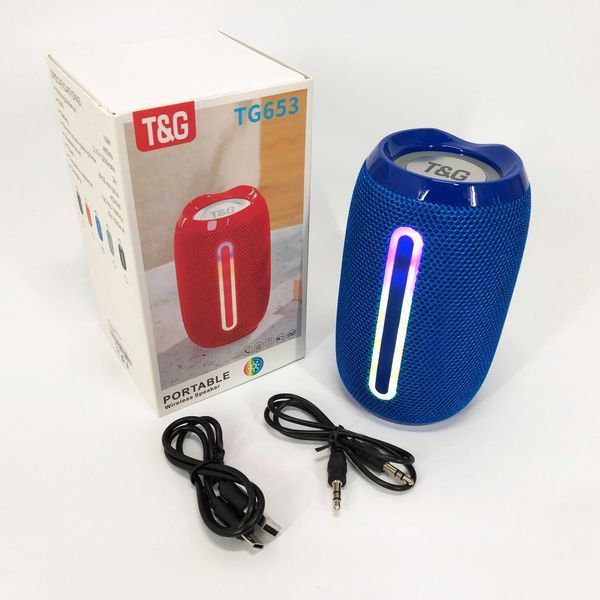Портативна Bluetooth-колонка TG653 USB з ремінцем, Бездротова колонка портативна потужна. Колір: синій 00017232 фото