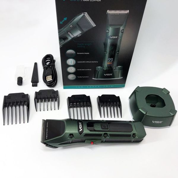 Акумуляторна бездротова машинка для стрижки волосся VGR V-696 з LED дисплеєм та ТУРБО режимом 00014469 фото