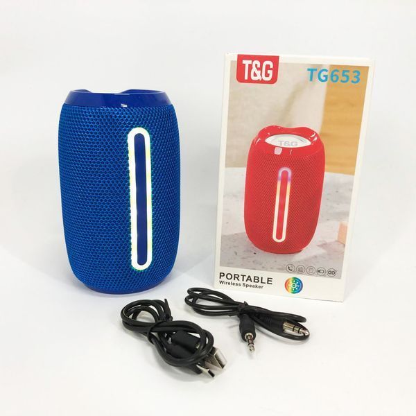 Портативна Bluetooth-колонка TG653 USB з ремінцем, Бездротова колонка портативна потужна. Колір: синій 00017232 фото