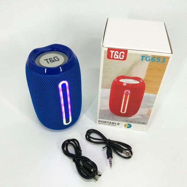 Портативна Bluetooth-колонка TG653 USB з ремінцем, Бездротова колонка портативна потужна. Колір: синій 00017232 фото