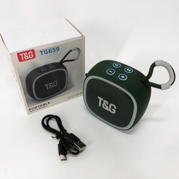 Портативна Bluetooth-колонка TG659 з ремінцем, Бездротова колонка портативна потужна. Колір: зелений 00017631 фото