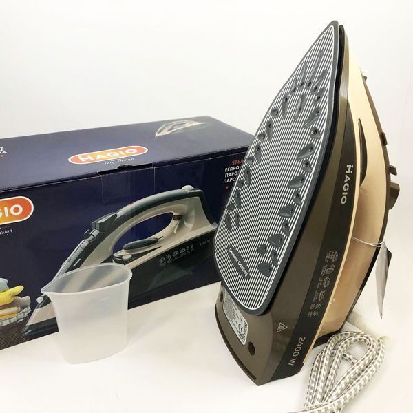 Утюг Magio MG-134 3000 Вт, паровой утюг-очиститель, утюг электрический паровой. Цвет: бежевый 00012612 фото