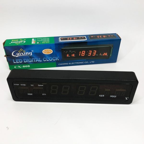 Електронний годинник Caixing СХ-808, Цифровий настільний годинник квадратний, LED Лід годинник настільний 00012684 фото
