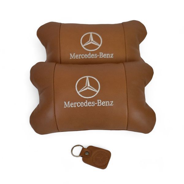 Комплект 2шт для підголівника Mercedes-Benz, виготовлених з натуральної коричневої шкіри. Комфорт в авто 00016734 фото