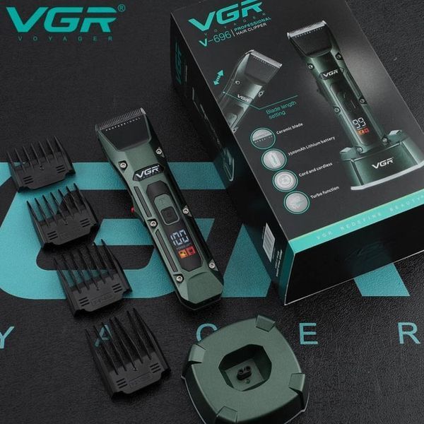 Акумуляторна бездротова машинка для стрижки волосся VGR V-696 з LED дисплеєм та ТУРБО режимом 00014469 фото