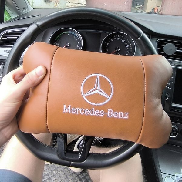 Комплект 2шт для підголівника Mercedes-Benz, виготовлених з натуральної коричневої шкіри. Комфорт в авто 00016734 фото