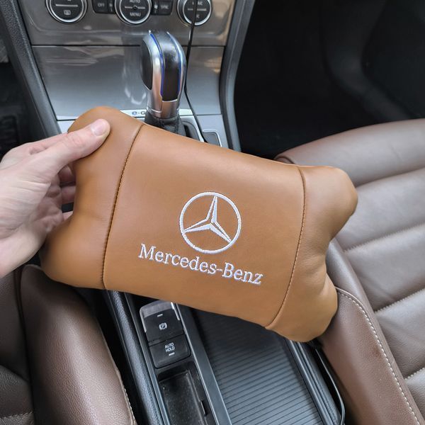 Комплект 2шт для підголівника Mercedes-Benz, виготовлених з натуральної коричневої шкіри. Комфорт в авто 00016734 фото
